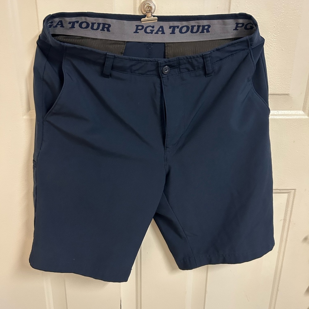 PGA Tour Blue Flat Front Golf Shorts